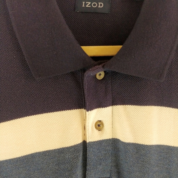 Izod two button polo size Large blue and cream - Picture 3 of 5